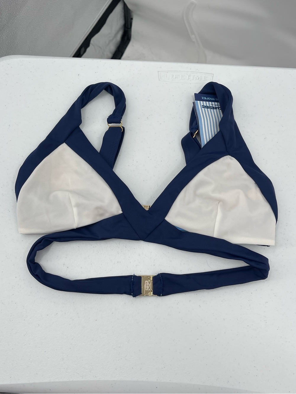 Les Canebiers NWT blue white bikini top